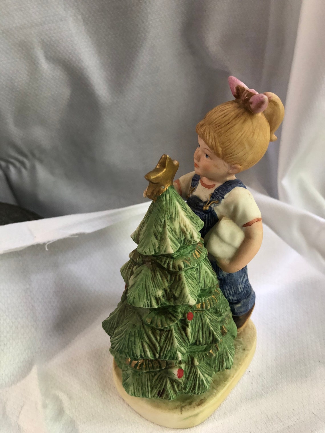 Denim Days 1985 Girl with Christmas tree Figurine 5563 Homco | Etsy