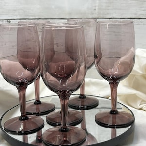 Set of 6 Amethyst Purple Wine Glasses – 6 oz, Excellent Condition