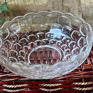 Vintage Federal Glass Serving Bowl Yorktown Thumbprint pattern