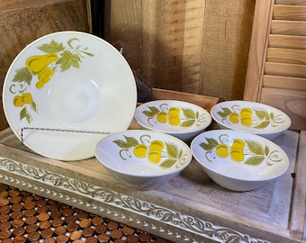 Vintage Mikasa Golden Valley Bowl Set 2009 K1 Yellow Fruit Japan