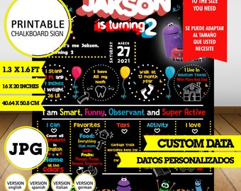Storybots, chalkboard sign, custom logo, birthday party, Printable chalkboard, 16 X 20 inches JPG, custom data