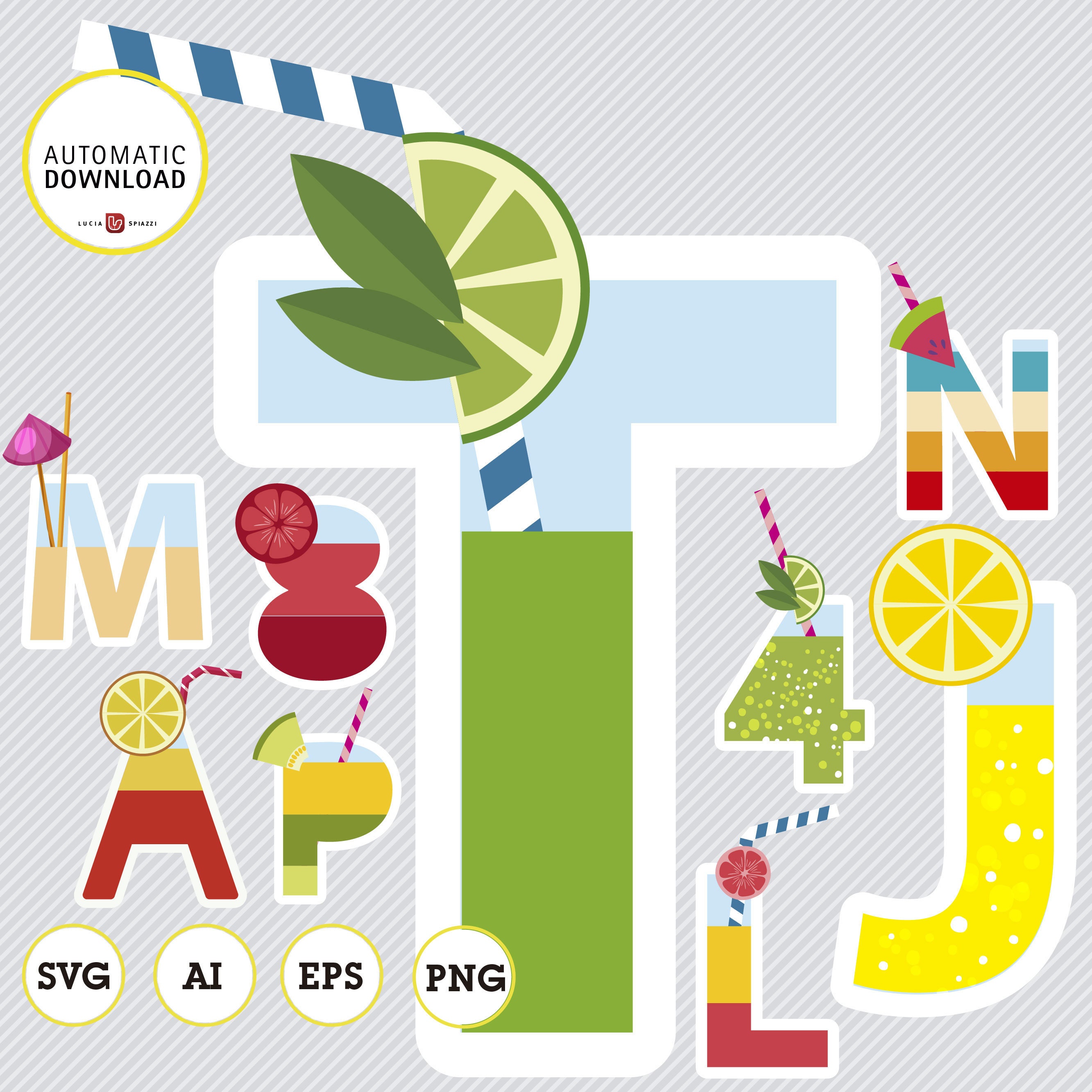 Juice alphabet letters and numbers clipart glass of juice Etsy