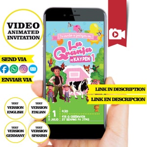 La granja de Zenon, video invitación, logo y datos personalizados, invitación de cumpleaños, La granja de Zenon rosa, invitacion niña