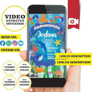 Einladung für März-Fonds, Ozean, Einladung für Delfin-Samen, Meerestiere, Marine-, Video-Animations-Einladung