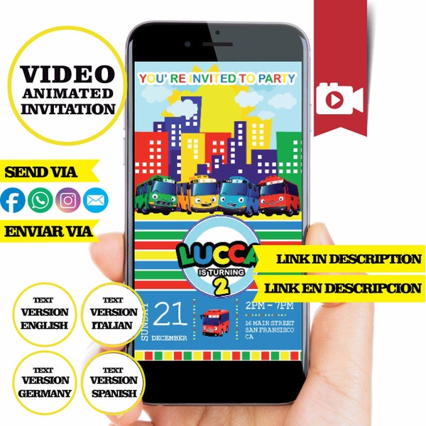 Tayo el pequeño autobus, invitation vidéo, logo et données personnalisées, vidéo MP4