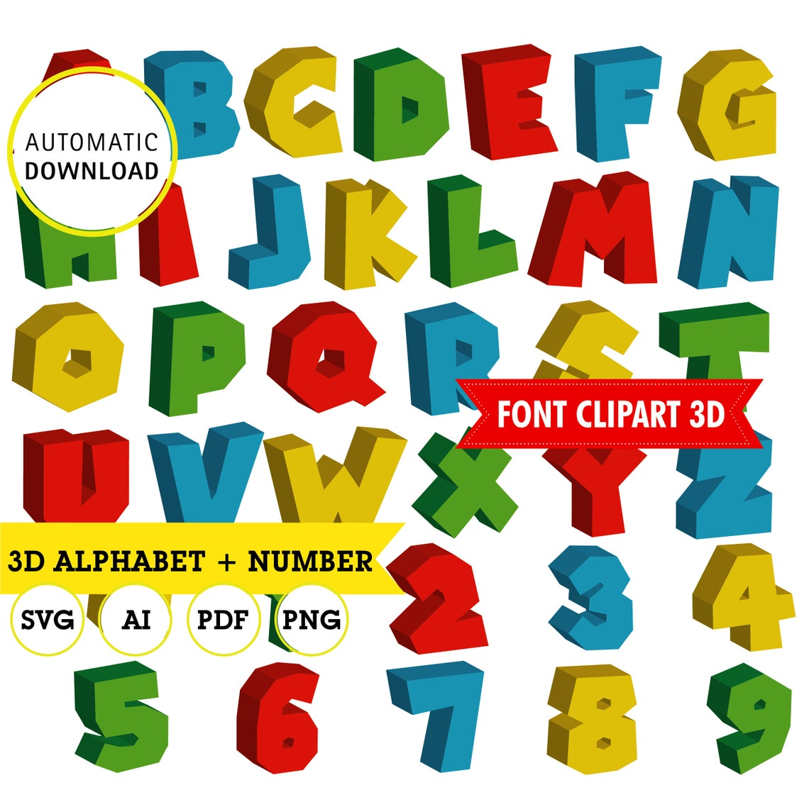 Super Mario Alphabet Clipart 3d Svg Ai Pdf Editable For Etsy