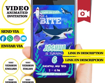 Requin, invitation vidéo animée, fonds marins, animaux de la mer, vidéo MP4