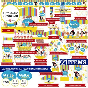 Cleo y Cuquin, Kit imprimible, texto y LOGO personalizado, 21 piezas digitales JPG, Archivos descargables imprimibles, Familia Telerin