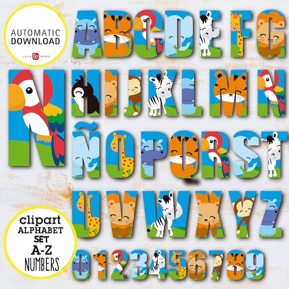 Jungle Alphabet Letters Jungle Numbers Digital Downloadable Etsy