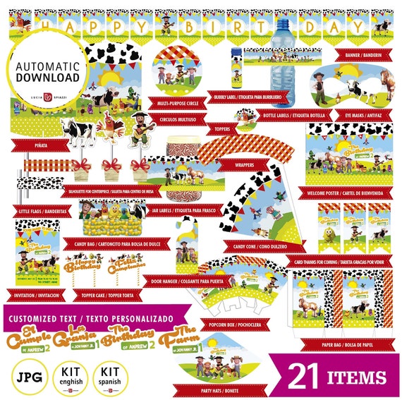 La Granja De Zenon Kit Imprimible, Textos Personalizados, La Granja De Zenón  JPG, 21 Archivos Descargables Digitales, Cumpleaños Temáticos 