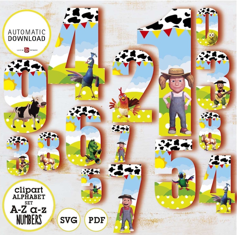 La granja de Zenón alfabeto a-z A-Z 0-9 Alfabeto clipart | Etsy