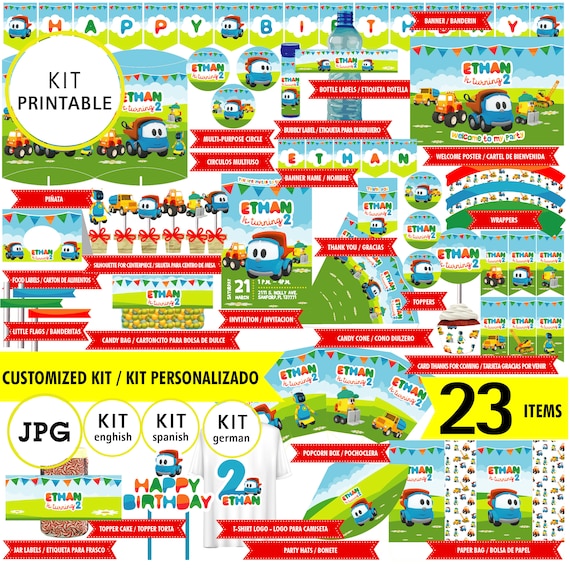Leo Le Camion Kit Imprimable Logo Personnalise Fete Etsy France