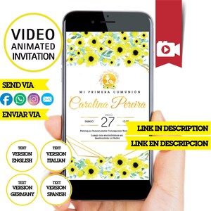 Primera Comunión, Video Invitacion Animada De Flores, Video ...