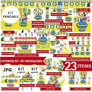 Pororo, kit imprimible,  logo y texto personalizados, Pororo JPG, 23 piezas descargables digitales, cumpleaños temáticos
