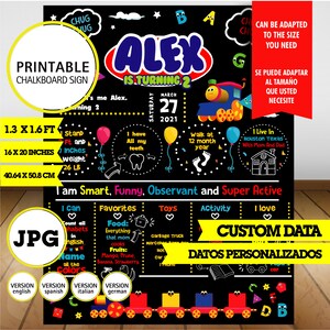 Bob el tren, kartel van pizarra, logotipo personalizado, fiesta de cumpleaños, pizarra imprimible, 16 X 20 pulgadas JPG, datos personalizados
