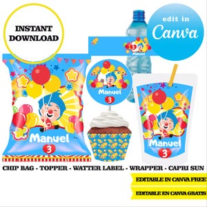 Plim plim, bewerkbare planten, Canva bewerkbare descarga digitale instant, gefrituurde aardappelen, topper, etiquette, driekwartsbroek