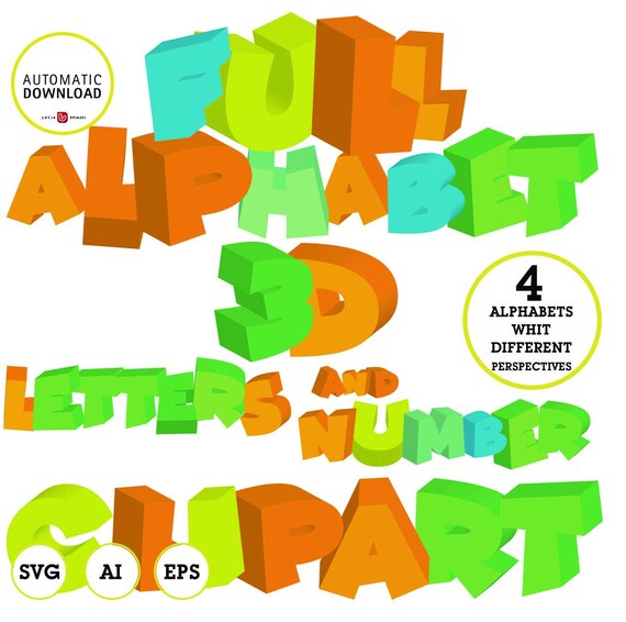 Download Alphabet 3d Clipart 3d Svg Ai Eps Vector Editable Etsy