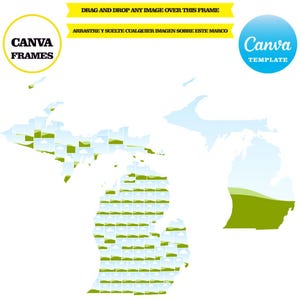Michigan, marco elementos de estados y paises, arrastrar y soltar, añadir su propio fondo, añadir su imagen, descarga digital