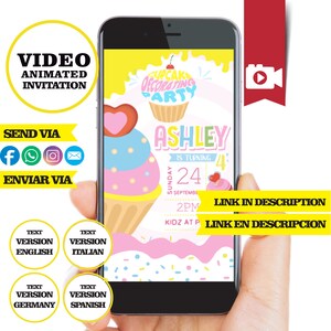 Cupcake, invitation vidéo animée, logo personnalisé, fête du pays des bonbons, cupcake custon, vidéo d'invitation de cupcake, invitation de bonbons, fête de bonbons