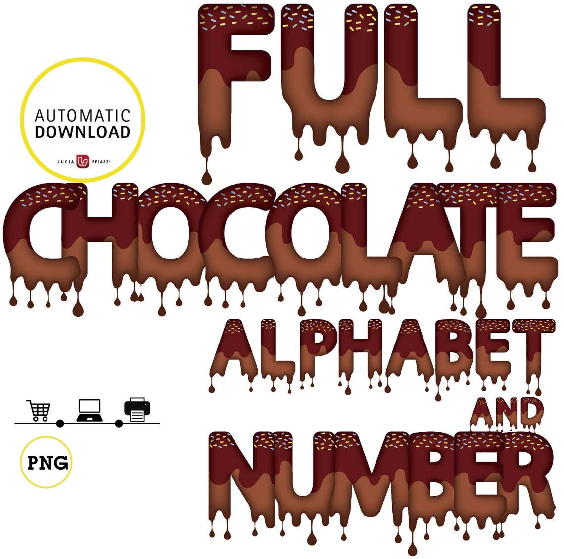 Chocolate Alphabet Letters and Number Clipart 3D Png Etsy