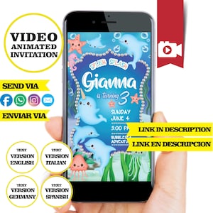 Narwal, Party, Einladung, Video MP4, Delfin Geburtstagseinladung, unter dem Meer Geburtstagsparty lädt, Narwal Babyparty, VIDEO MP4
