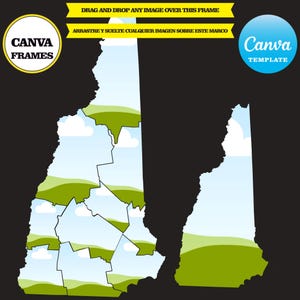 New Hampshire, Elementrahmen, ziehen und ablegen, fügen Sie Ihren eigenen Hintergrund hinzu, fügen Sie Ihr eigenes Bild hinzu, digitaler Download, Mockup, CANVA kostenlos