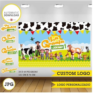 La granja de Zenón telón de fondo, fiesta temática, fondos para imprimir, fondos de fiestas infantiles, JPG  30 x 48 pulgadas, 121 x 76 cm
