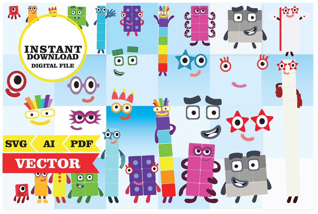 Numberblocks Vector Buy Numberblock, Imagenes, Clipart SVG, AI, PDF Vector Online in India ...