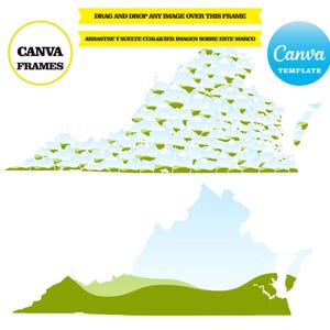 Virginia, Maps, Elementrahmen, ziehen und ablegen, eigenen Hintergrund hinzufügen, fügen Sie Ihr eigenes Bild hinzu, digitaler Download, Mockup, CANVA