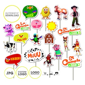 La granja de Zenón, accesorios, logos personalizados, personajes de la granja para sacarse fotos, formato JPG, descarga digital