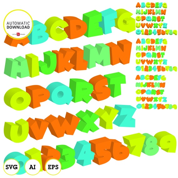Download Alphabet 3d Clipart 3d Svg Ai Eps Vector Editable Etsy