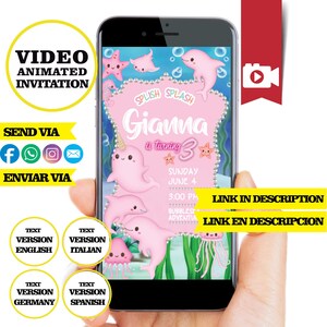 Narwal, Party, Einladung, Video MP4, Delfin Geburtstagseinladung, unter dem Meer Geburtstagsparty lädt, Narwal Babyparty, VIDEO MP4