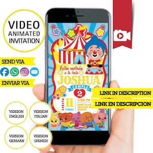 Plim plim Circo, video invitación, logo y datos personalizados, invitación de cumpleaños Plim plim MP4