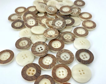 12 Tagua buttons Ø 20 mm- Undyed