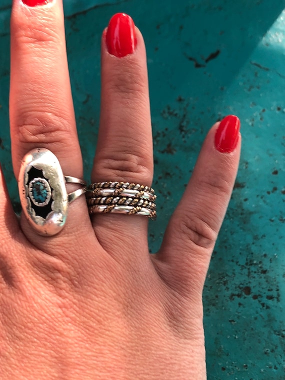 Silver rope stacking rings - image 1