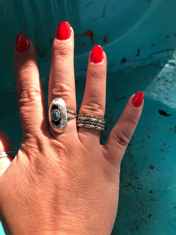 Silver rope stacking rings - image 2