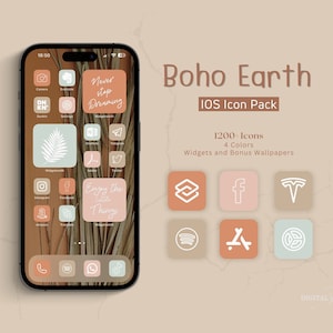 IOS iPhone Boho Earth  Icon Pack, Brown App Icons, Ios 16 Icons Pack, Iphone Aesthetic Widgets and Wallpapers, Boho Aesthetic App Icons