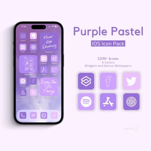 IOS iPhone App Icons Pastel Purple, Pastel Purple App Icons, IOS 16 Purple Icons Pack, iOS 16 Aesthetic Widgets, Purple Aesthetic App Icons