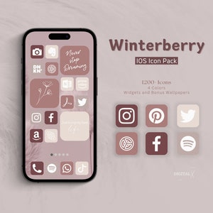 Icone app IOS Winterberry, Icone app estetica rossa, widget e sfondi per iPhone, Icone app rosse, Icone app estetica Boho, Rosso, Tema IOS