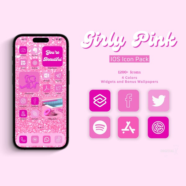 1200 PINK BARBIE APP iOS Icons, App Icon and 56 Widgets Aesthetic, Cute Themed iPad iPhone Icons Covers, iOS 16 Home Screen 10 Wallpapers