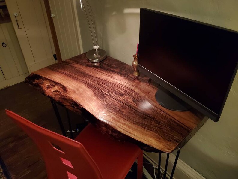 Slab Wood Computer Desk - English Walnut with Epoxy Resin