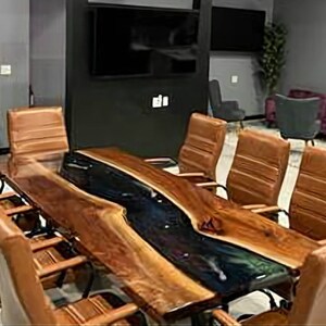 Live Edge Large Conference Table Epoxy River Table With Custom Resin ...