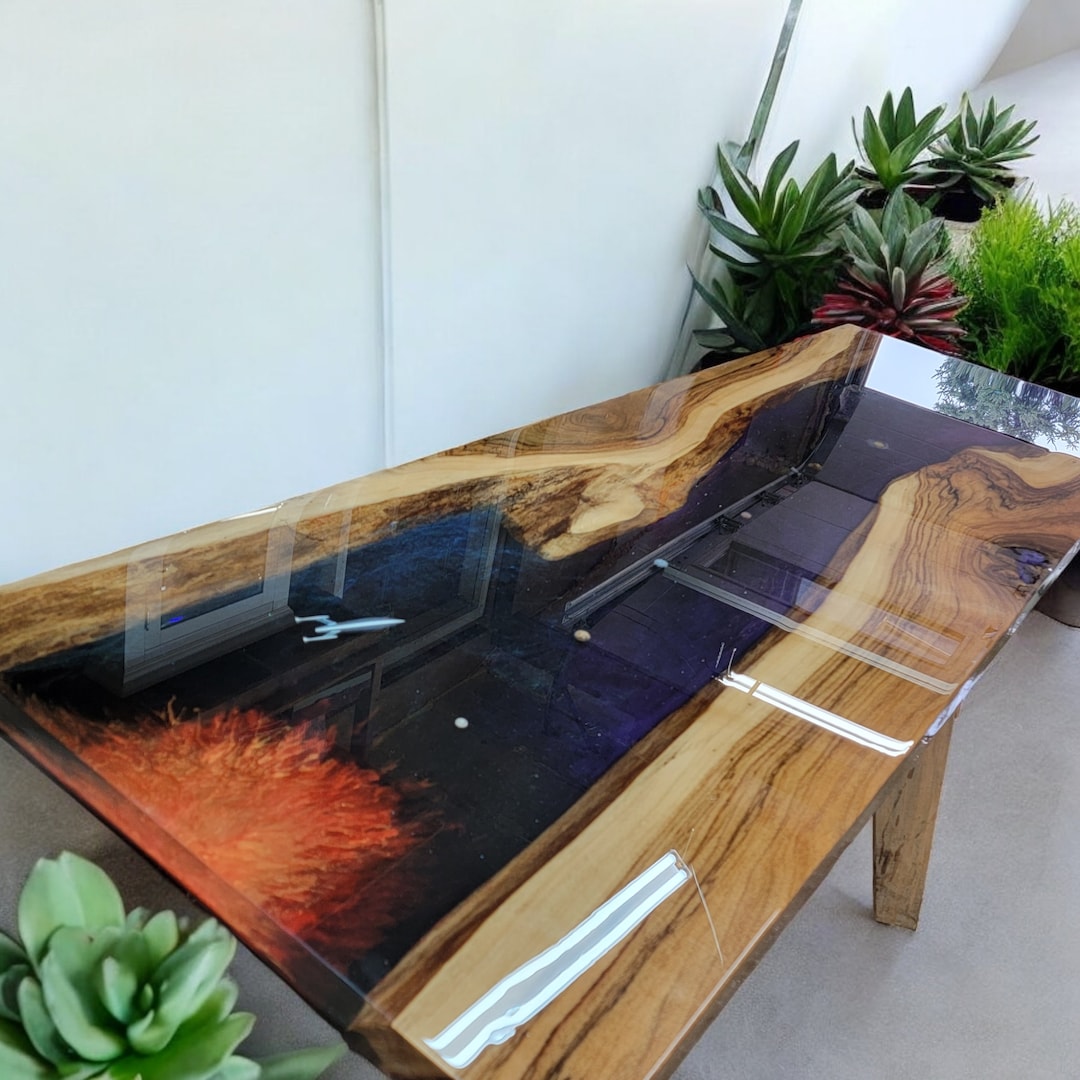 Space Theme Table Custom Epoxy River Table With Custom 3D Resin Effects ...