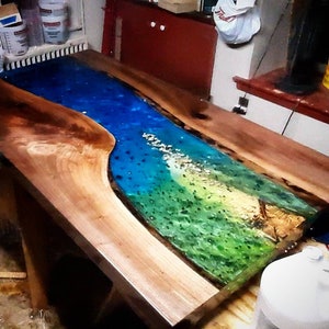 Epoxy Resin River Table Floating Wood Dining Table With - Etsy