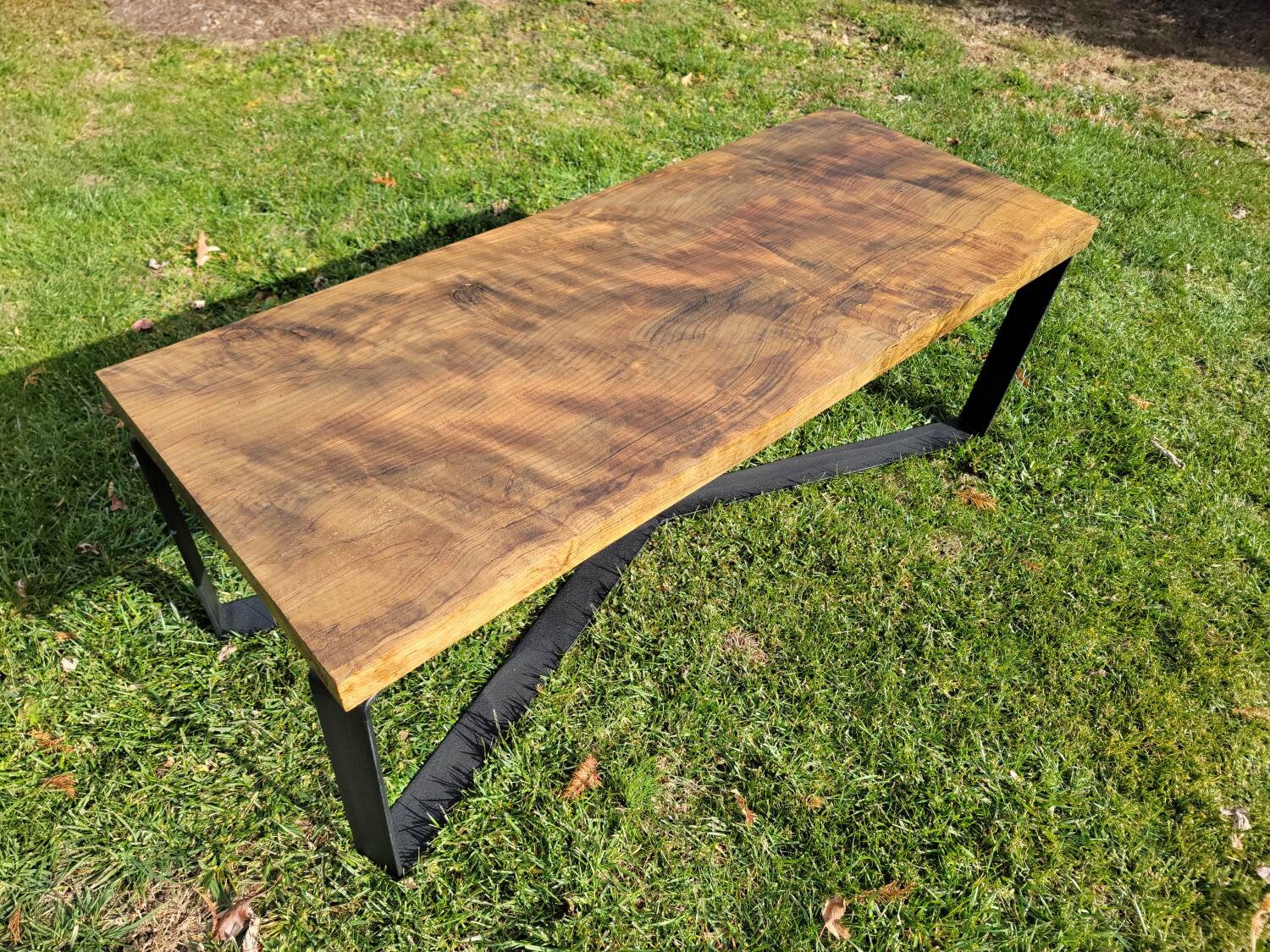 Industrial Coffee Table Reclaimed Wood With Modern Steel Etsy
