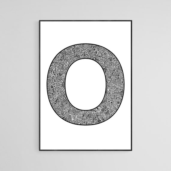 letter o poster printable alphabet instant download doodle art etsy