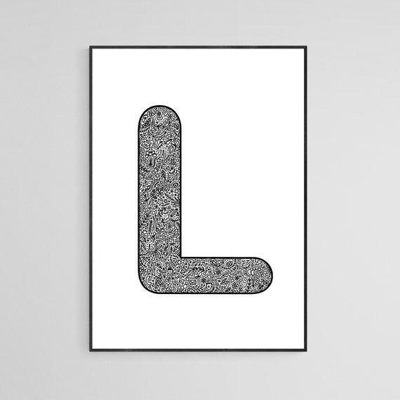 letter l poster printable alphabet abc doodle art capital etsy new zealand