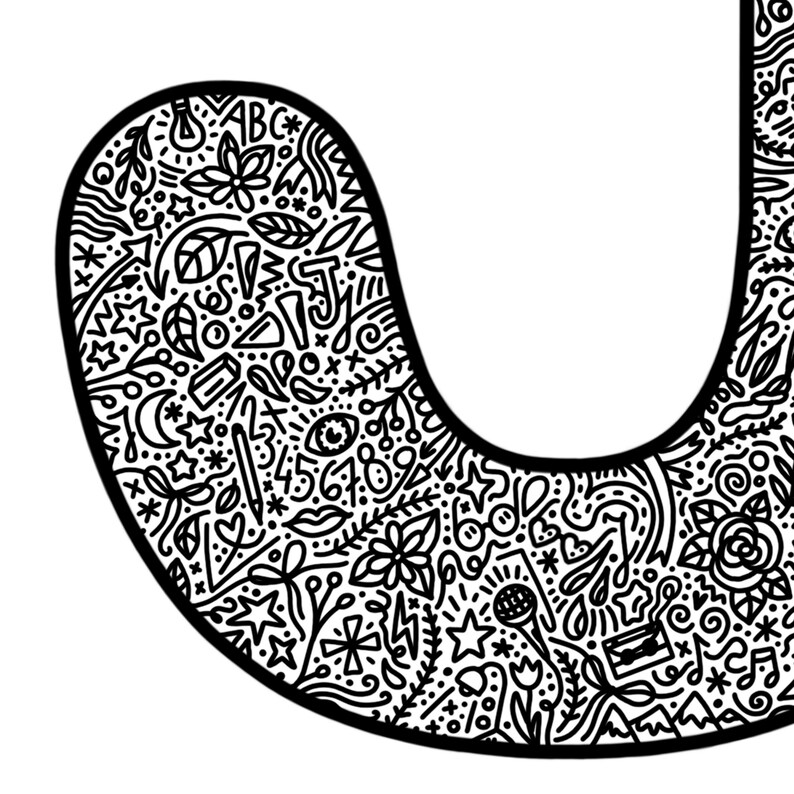 poster with letter j pdf poster blackwhite doodle