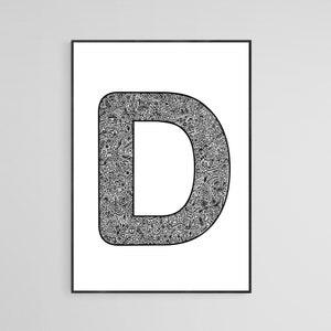 letter d wall art printable alphabet modern doodle art poster etsy ireland