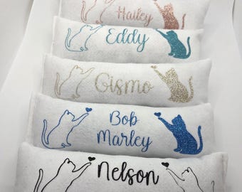 Katzenkissen mit Katzenminze, Kissen für Katzen aus Filz mit Name, personalisiert, Spielzeug